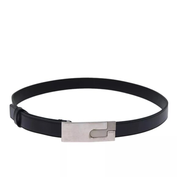GUCCI Belt Leather 26.8""""""""-28.7"""""""" Black - Picture 1 of 10